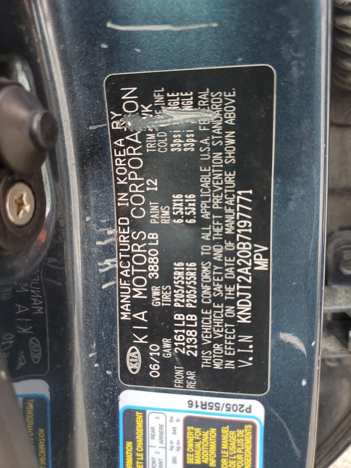 2011 Kia Soul + VIN: KNDJT2A20B7197771 Lot: 63037404