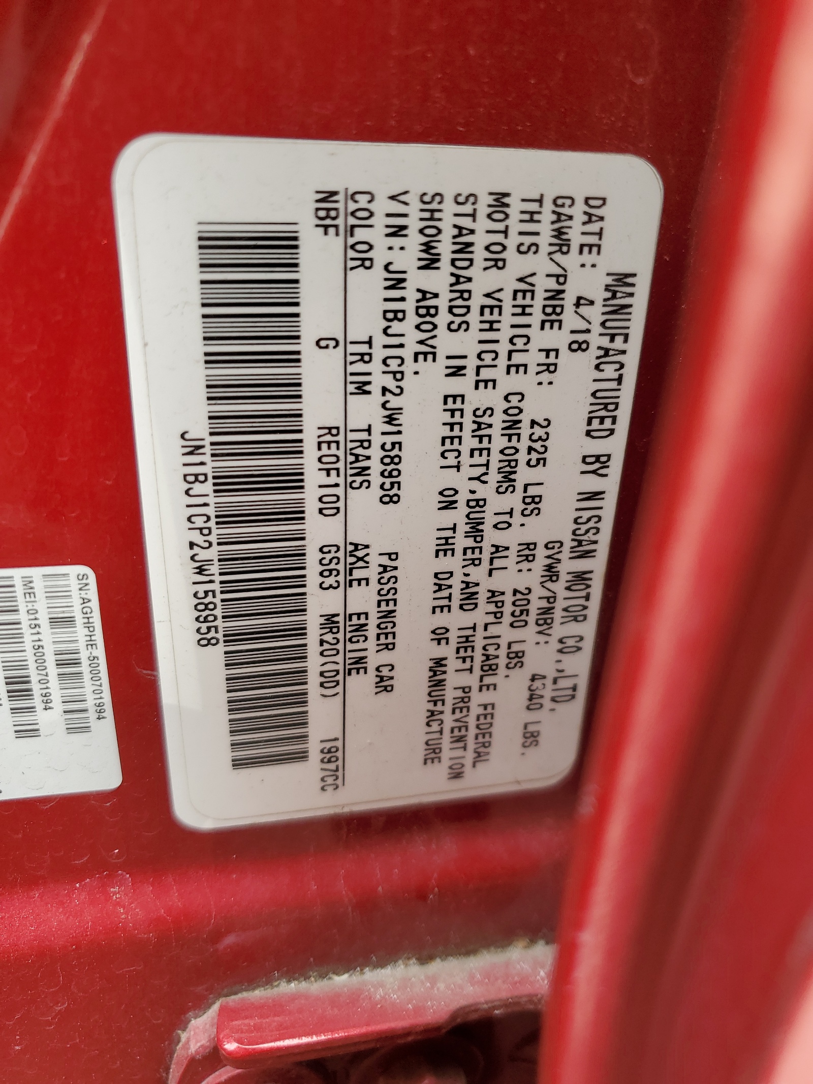 JN1BJ1CP2JW158958 2018 Nissan Rogue Sport S