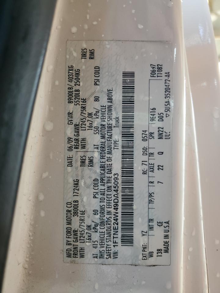 2009 Ford Econoline E250 Van VIN: 1FTNE24W49DA45093 Lot: 63760354