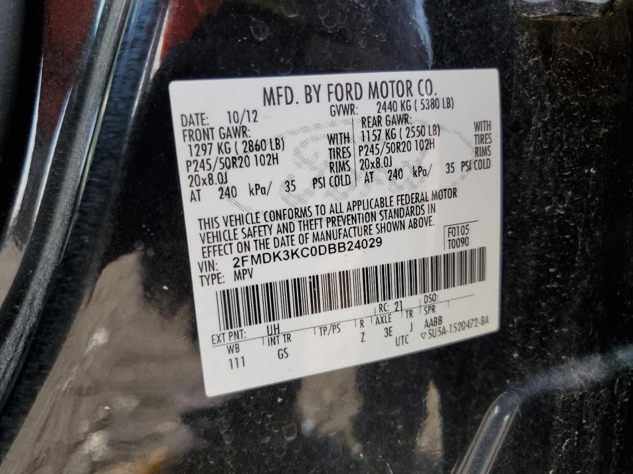 2FMDK3KC0DBB24029 2013 Ford Edge Limited 2FMDK3KC0DBB24029 2013 Ford Edge Limited