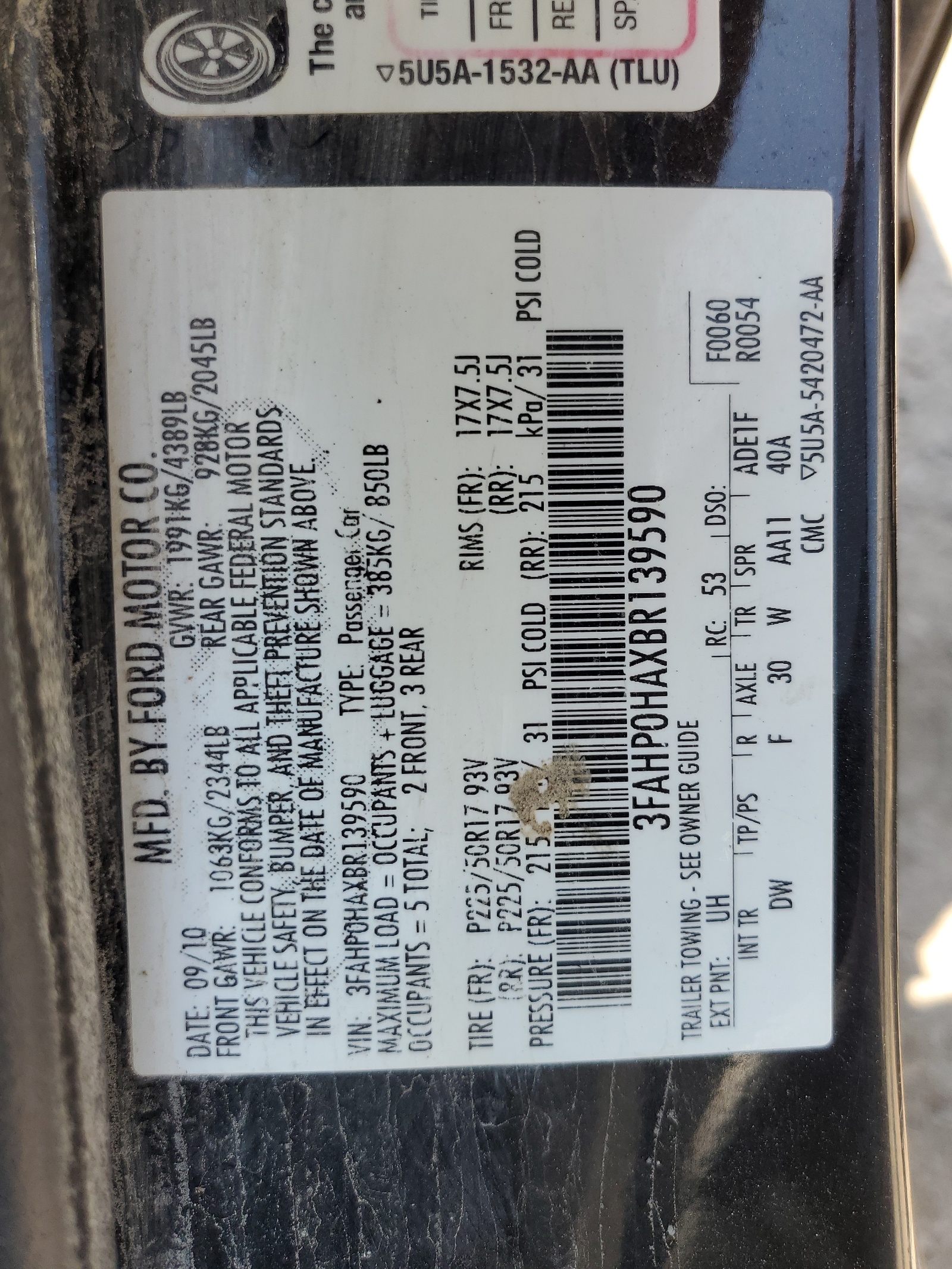 3FAHP0HAXBR139590 2011 Ford Fusion Se