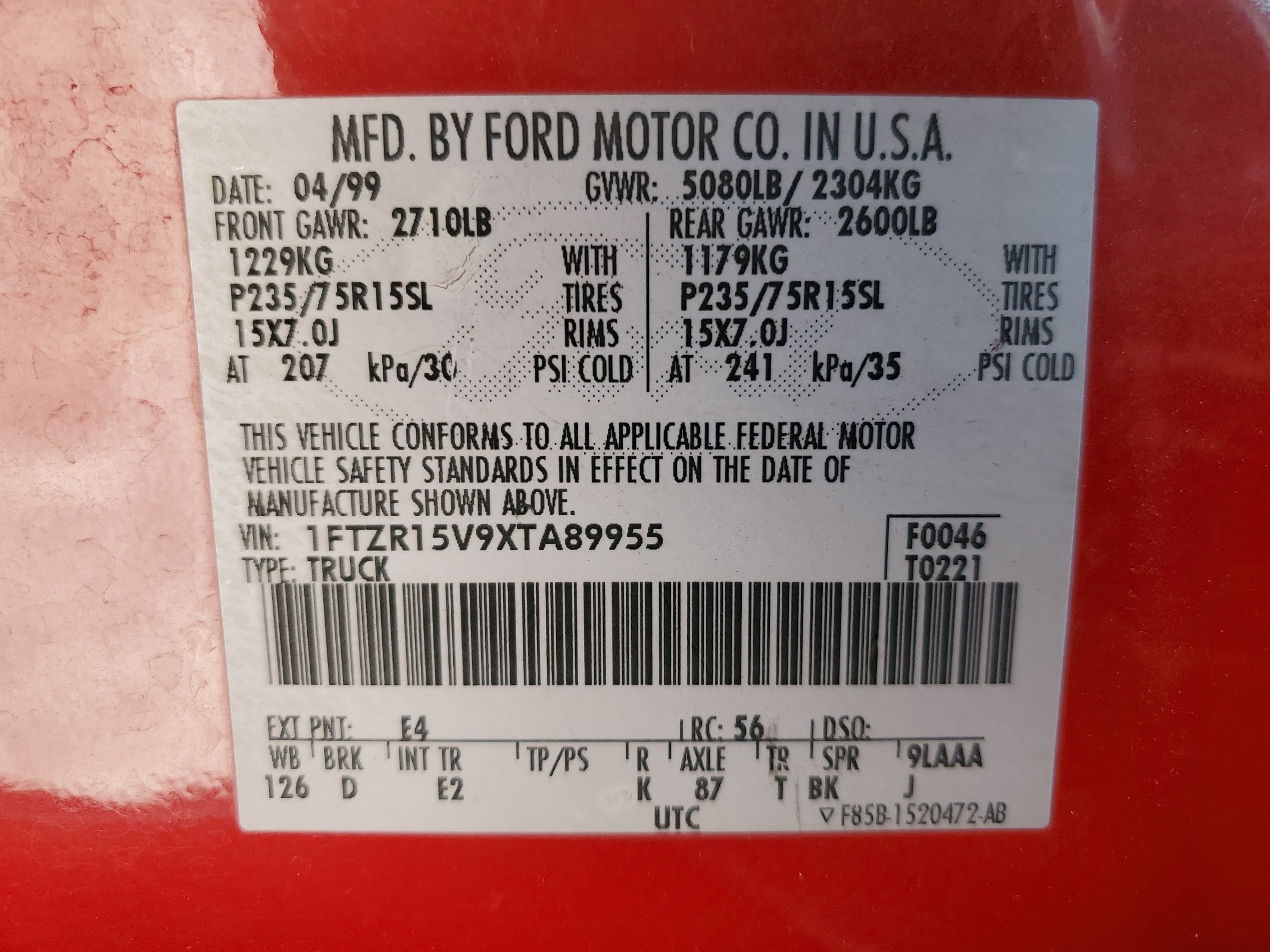 1FTZR15V9XTA89955 1999 Ford Ranger Super Cab