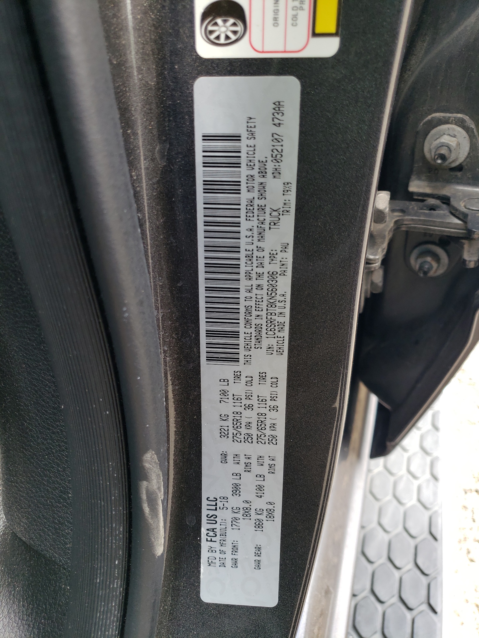 1C6SRFBT8KN560306 2019 Ram 1500 Big Horn/Lone Star