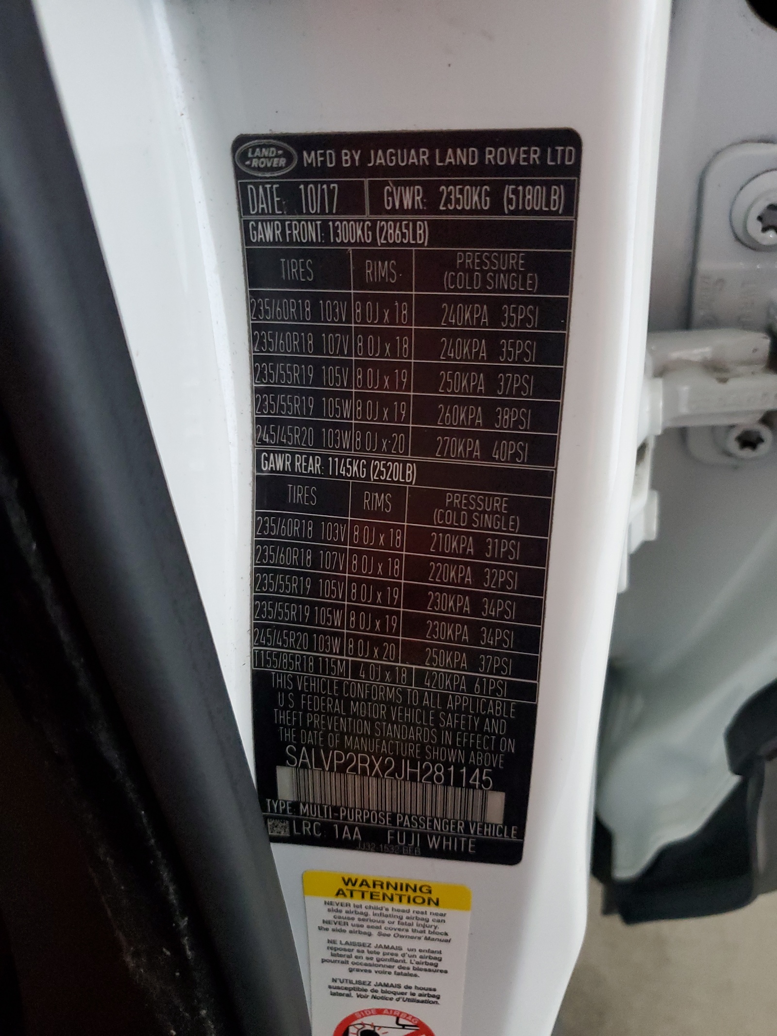 SALVP2RX2JH281145 2018 Land Rover Range Rover Evoque Se