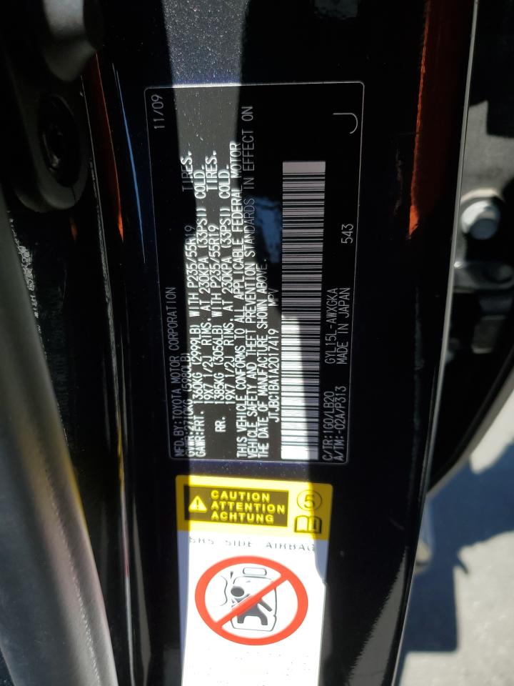 2010 Lexus Rx 450 VIN: JTJBC1BA1A2017419 Lot: 62941834