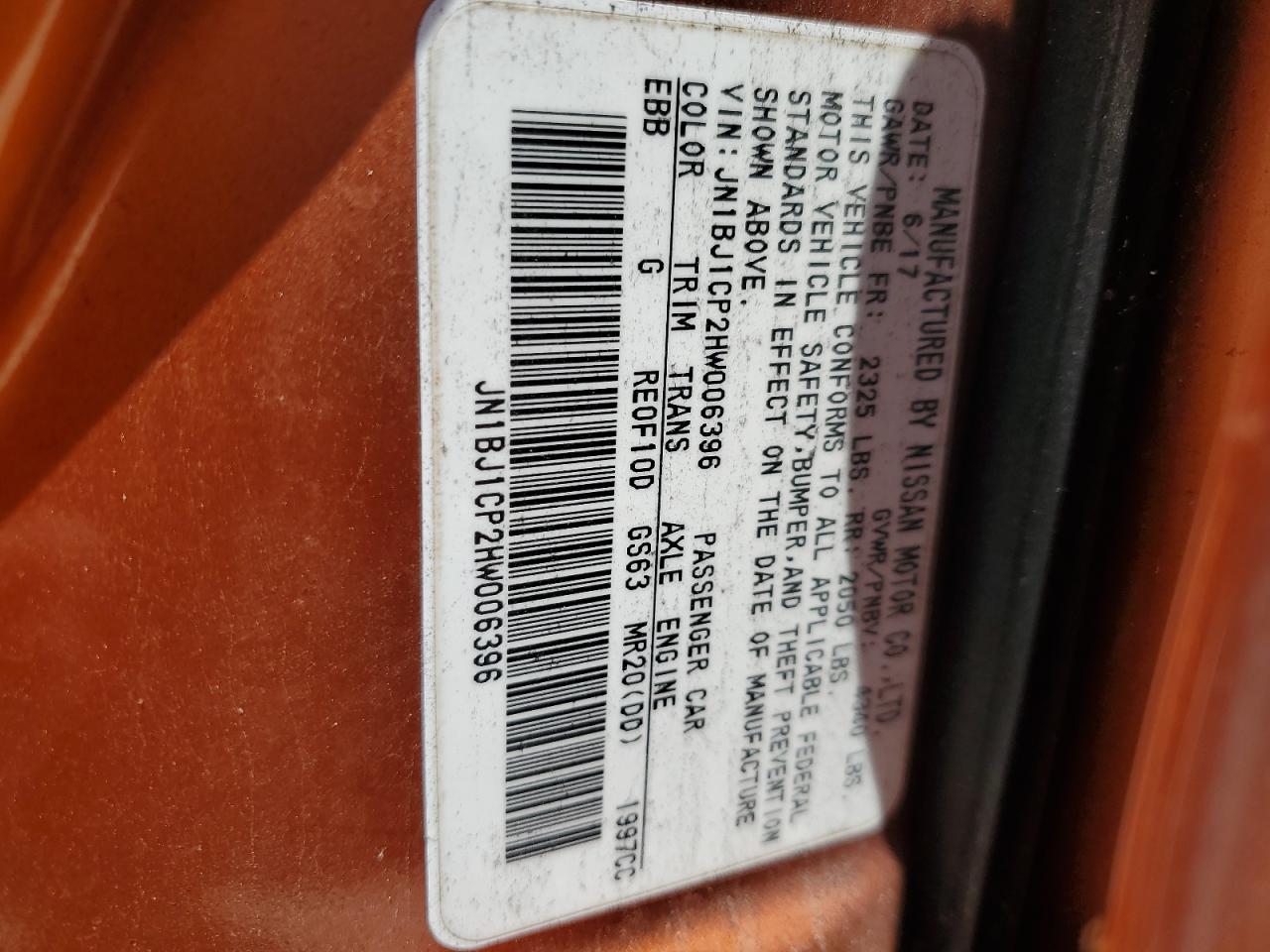 2017 Nissan Rogue Sport S VIN: JN1BJ1CP2HW006396 Lot: 64479334