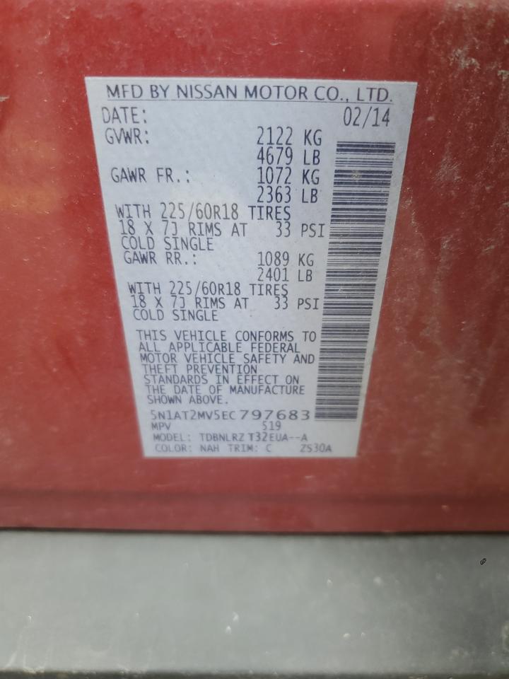 2014 Nissan Rogue S VIN: 5N1AT2MV5EC797683 Lot: 64868914