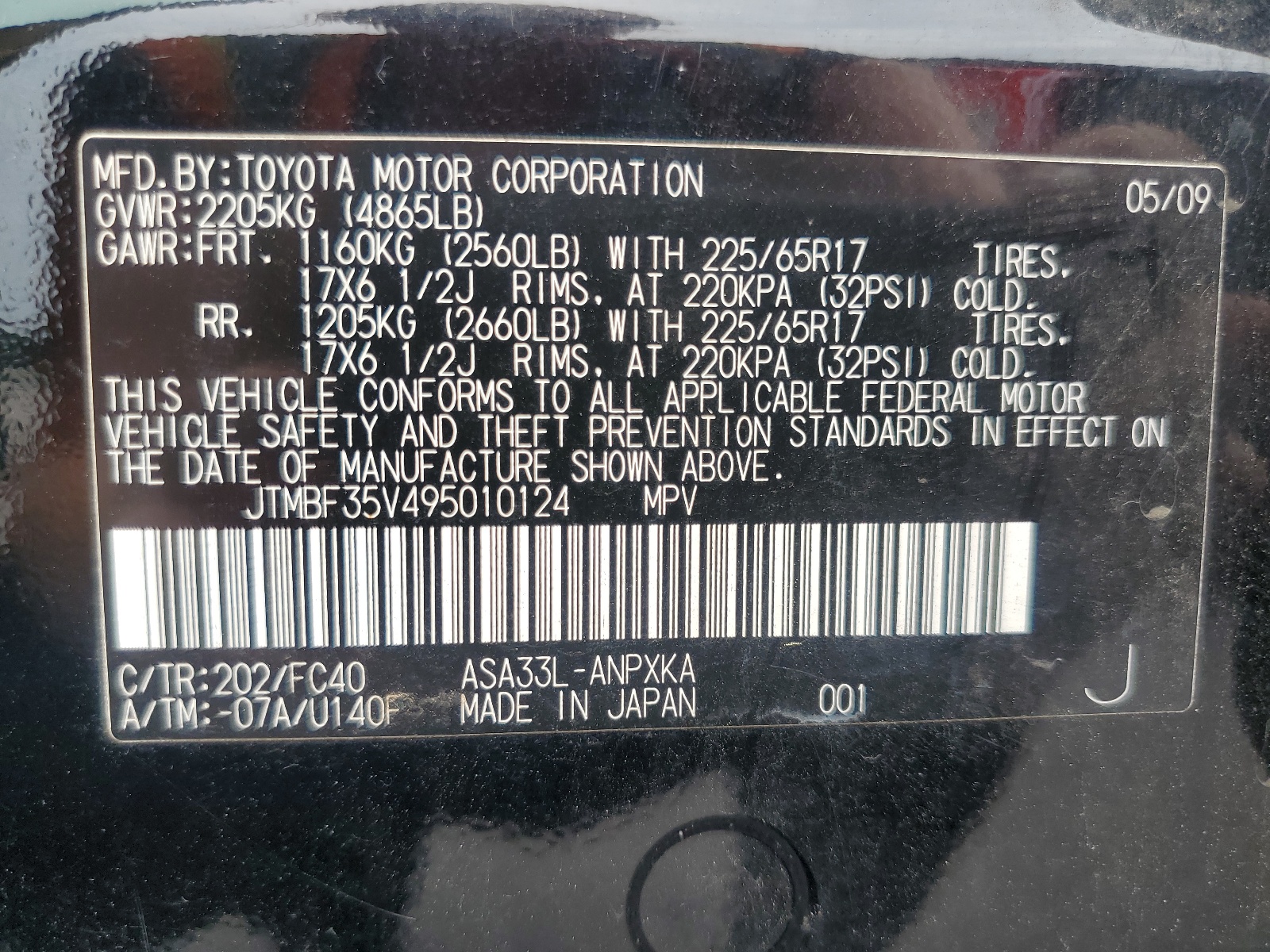 JTMBF35V495010124 2009 Toyota Rav4