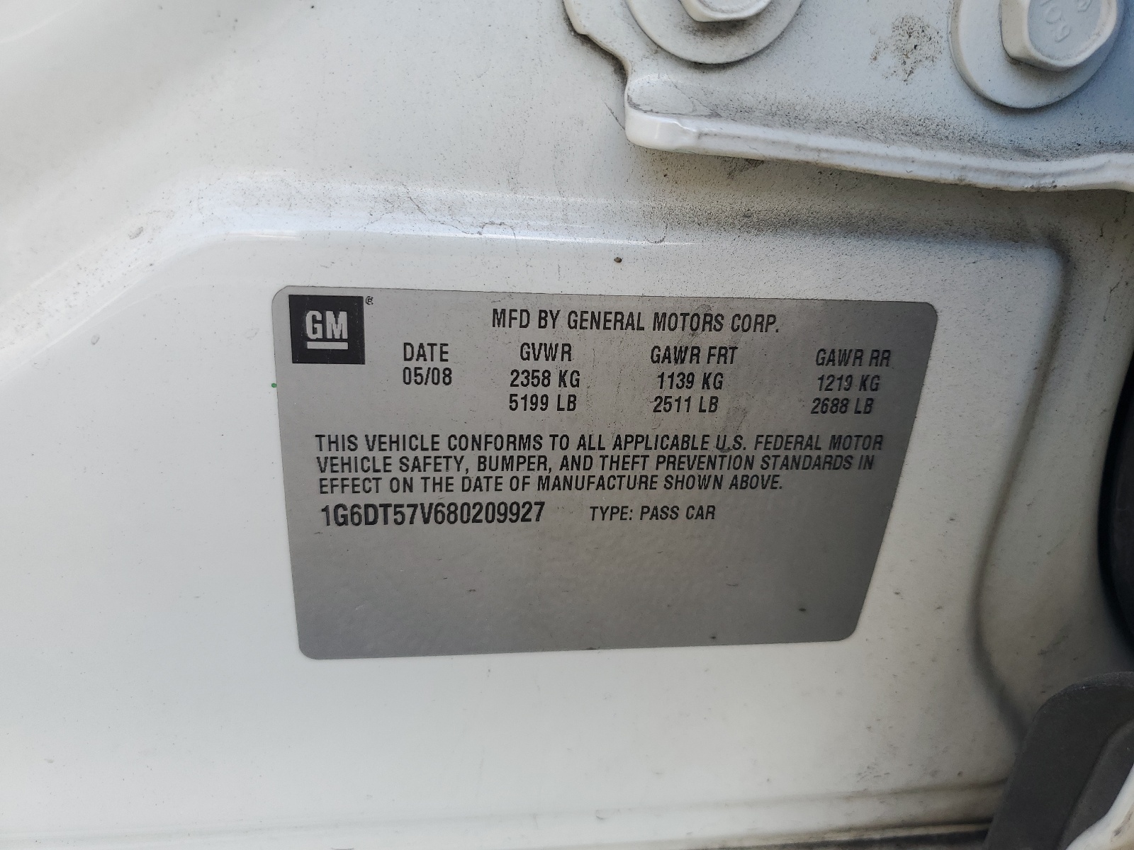 1G6DT57V680209927 2008 Cadillac Cts Hi Feature V6