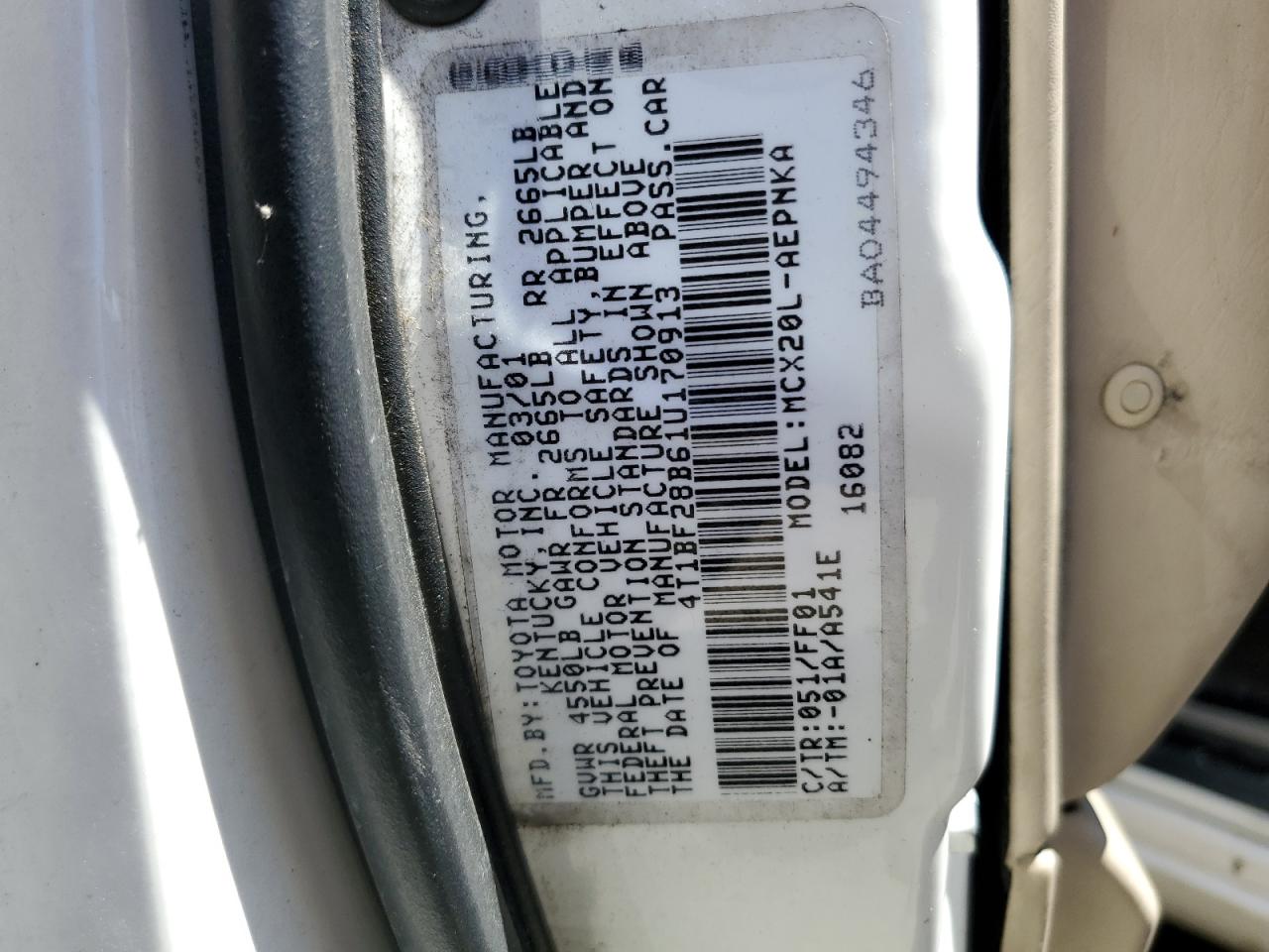 4T1BF28B61U170913 2001 Toyota Avalon Xl