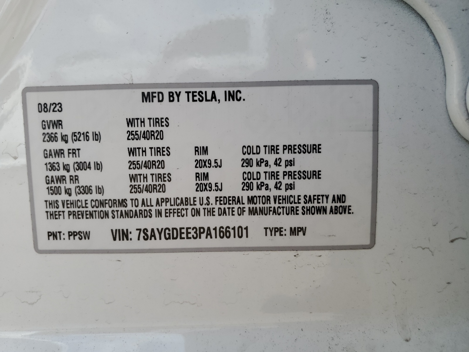 7SAYGDEE3PA166101 2023 Tesla Model Y