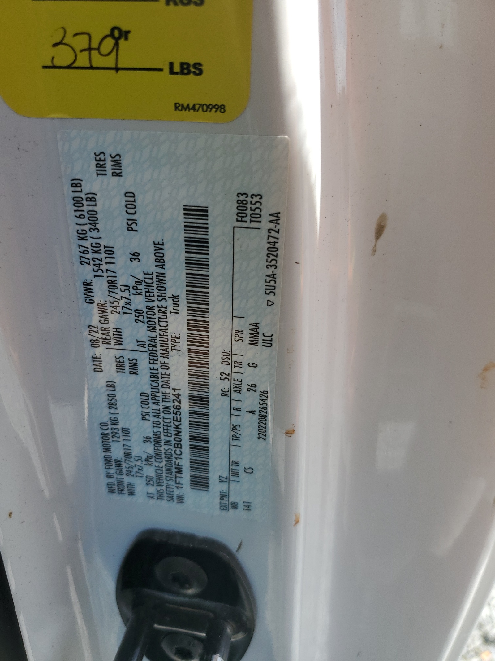 1FTMF1CB0NKE56241 2016 Ford F150