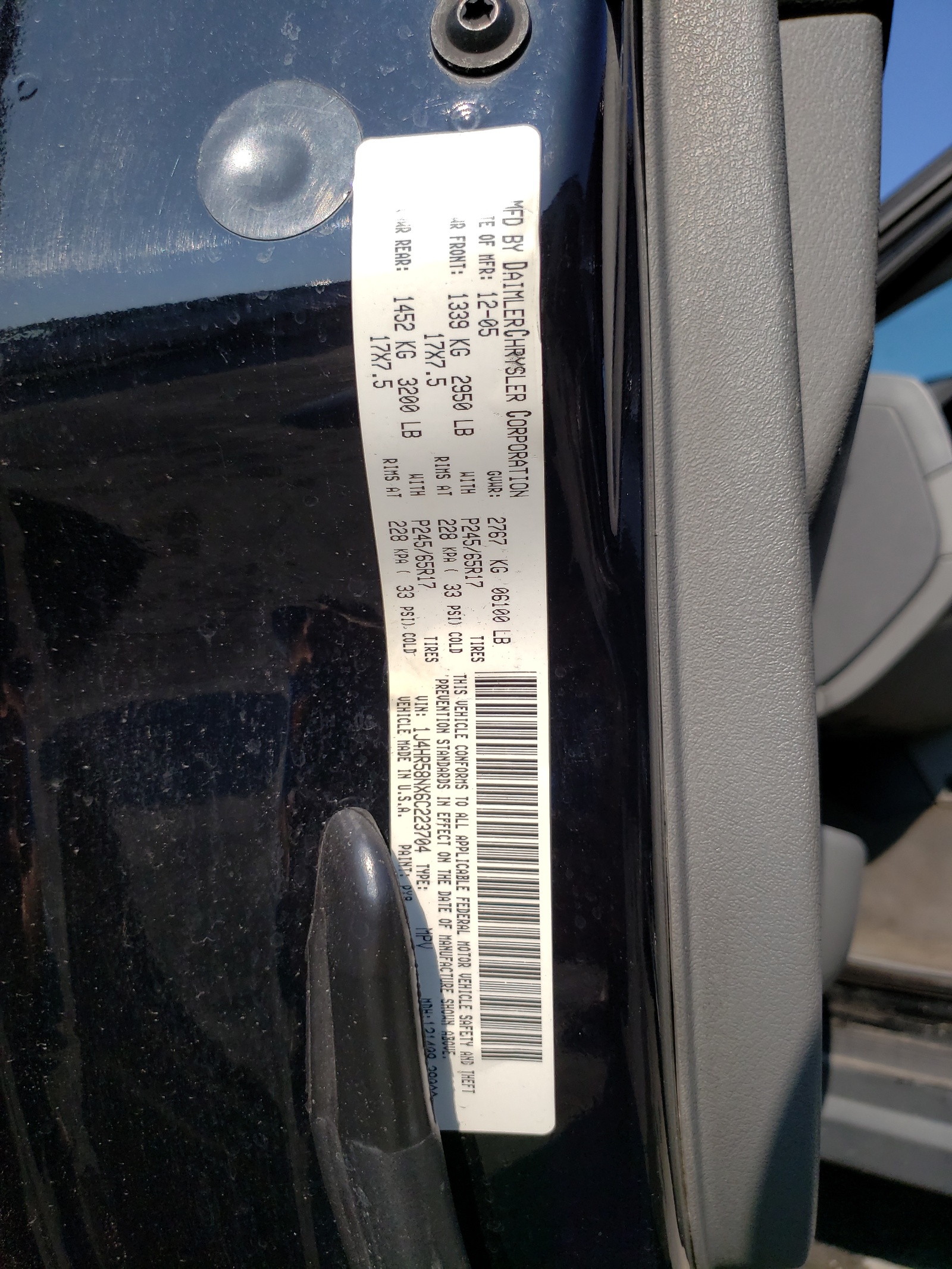 1J4HR58NX6C223704 2006 Jeep Grand Cherokee Limited