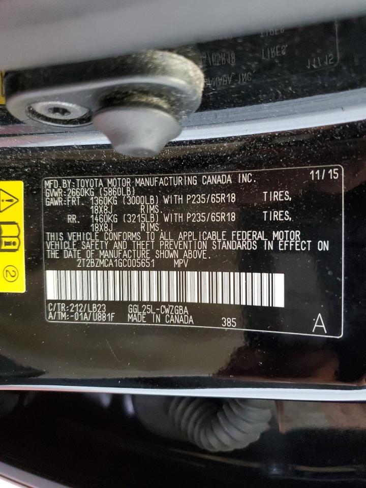 2016 Lexus Rx 350 Base VIN: 2T2BZMCA1GC005651 Lot: 64408574