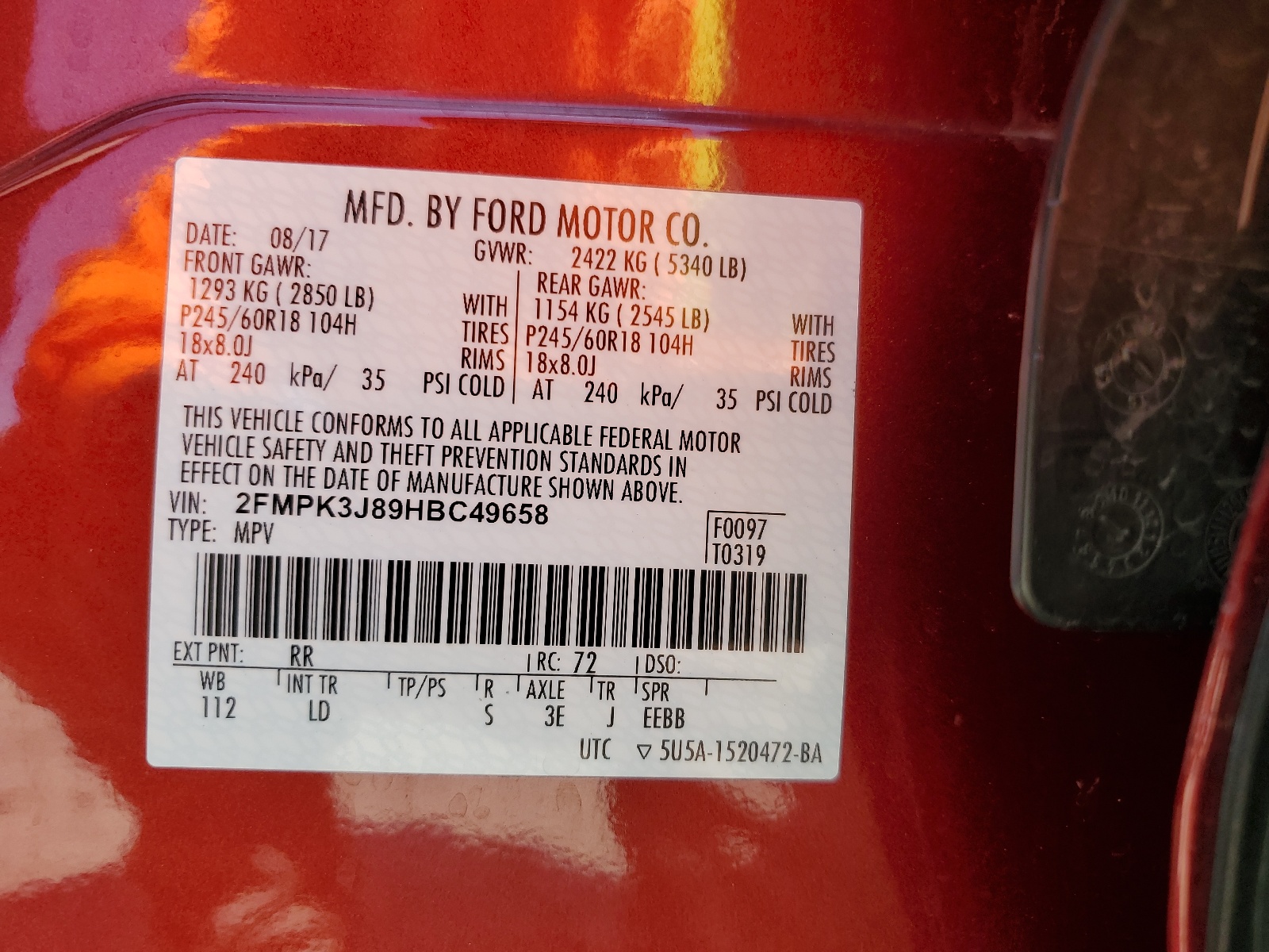 2FMPK3J89HBC49658 2017 Ford Edge Sel