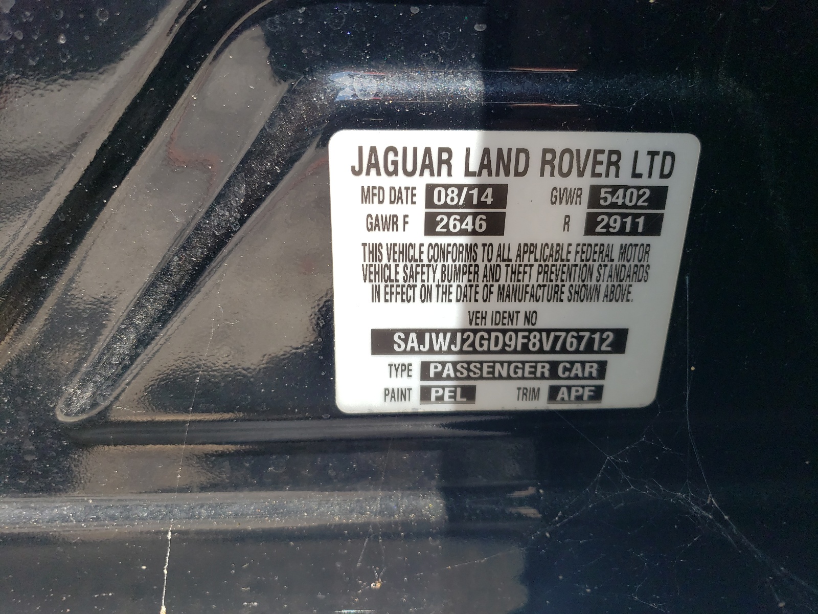 SAJWJ2GD9F8V76712 2015 Jaguar Xjl Portfolio