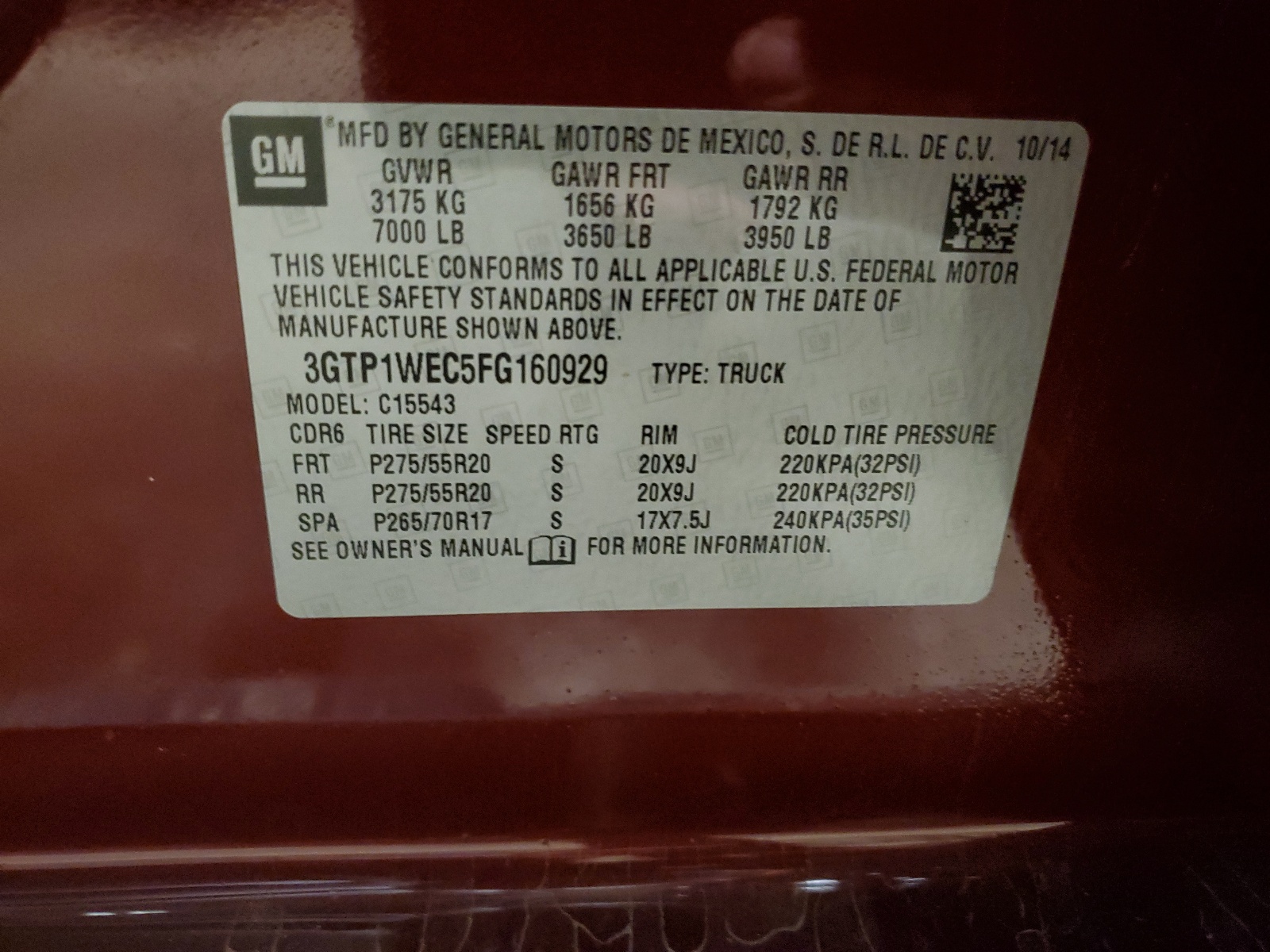 3GTP1WEC5FG160929 2015 GMC Sierra C1500 Denali