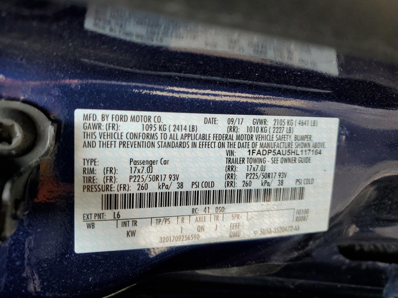 2017 Ford C-Max Se VIN: 1FADP5AU5HL117164 Lot: 62633604