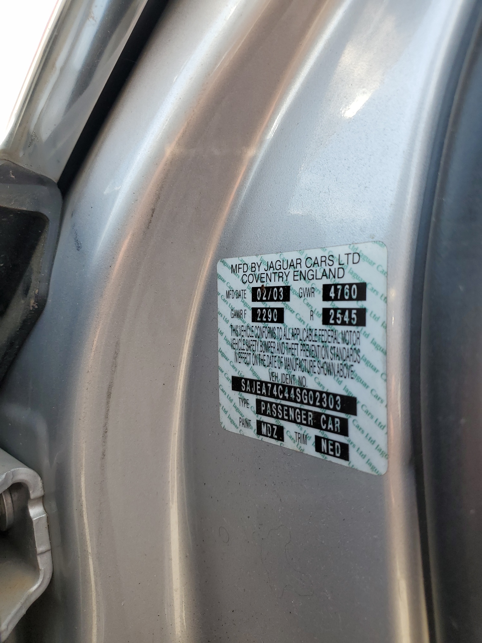 SAJEA74C44SG02303 2004 Jaguar Vandenplas