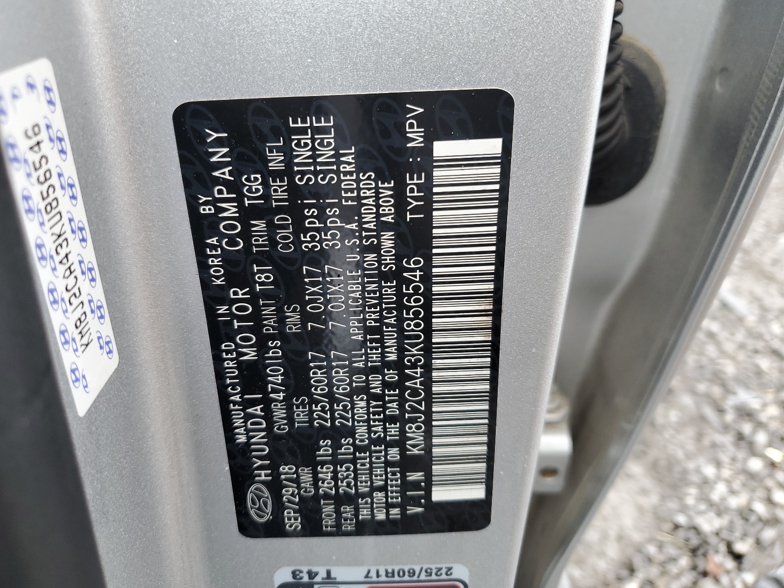 KM8J2CA43KU856546 2019 Hyundai Tucson Se