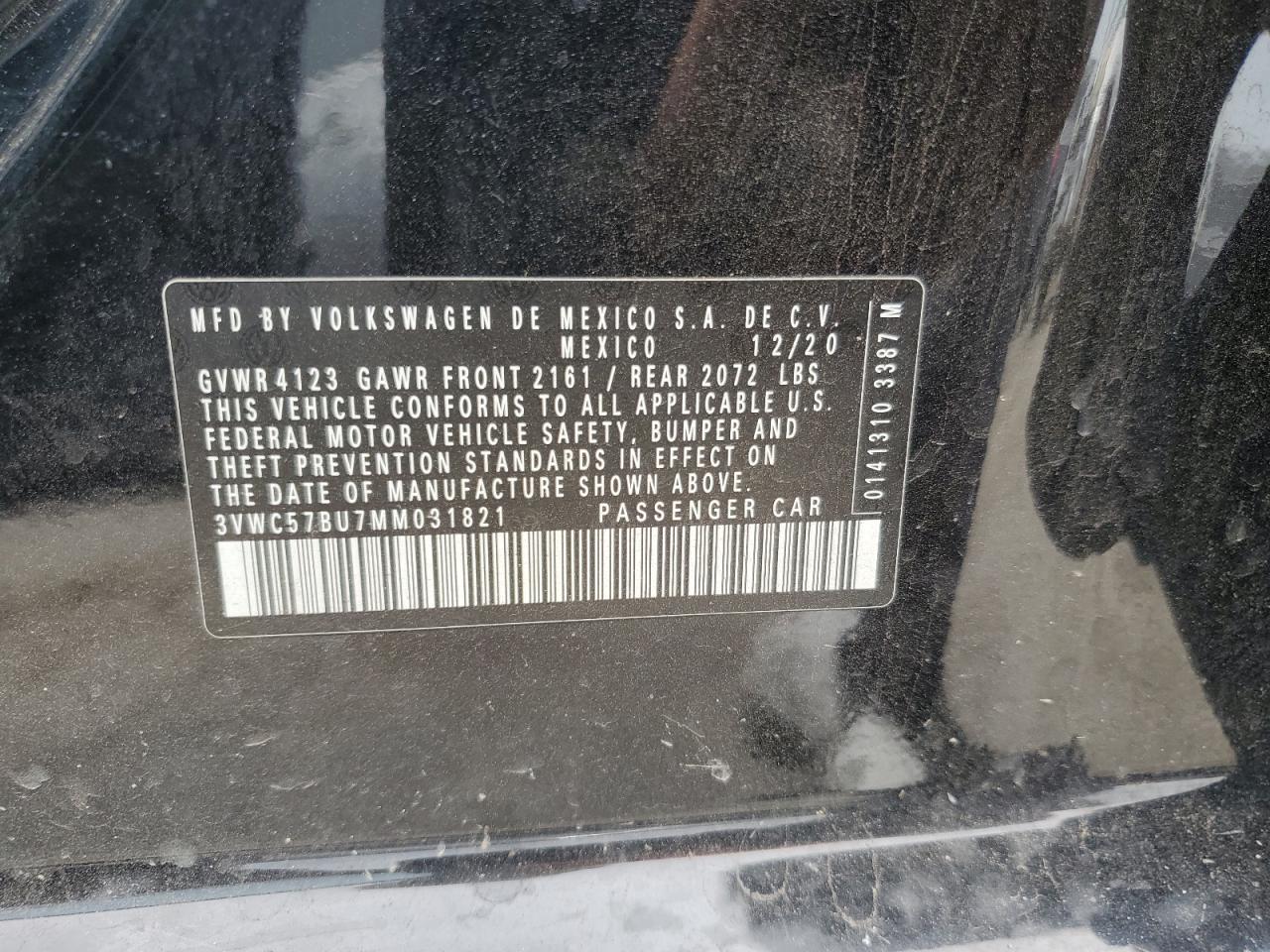 2021 Volkswagen Jetta S VIN: 3VWC57BU7MM031821 Lot: 61538954