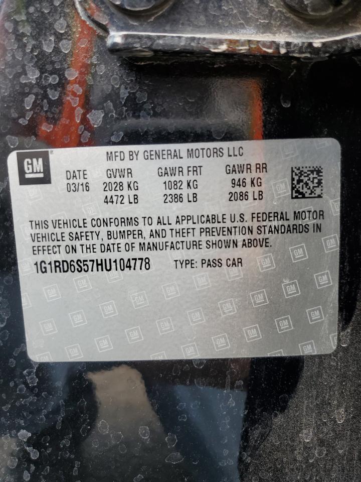 2017 Chevrolet Volt Premier VIN: 1G1RD6S57HU104778 Lot: 62263184
