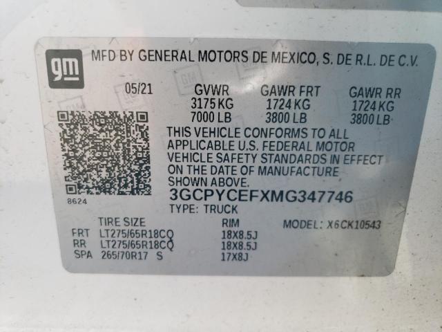 3GCPYCEFXMG347746 Chevrolet All Models SILVERADO 12