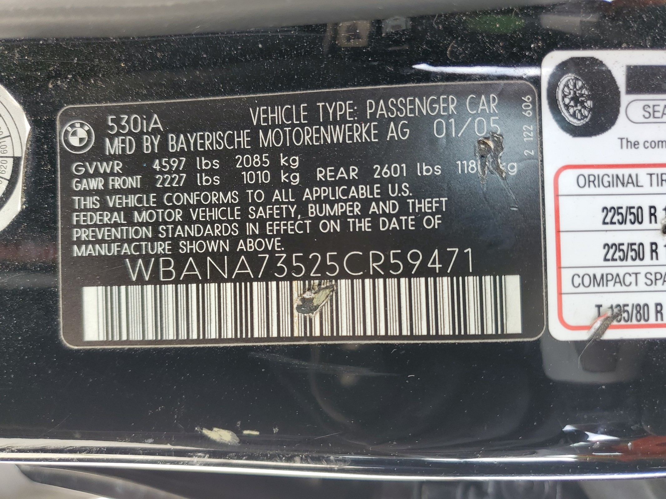 WBANA73525CR59471 2005 BMW 530 I