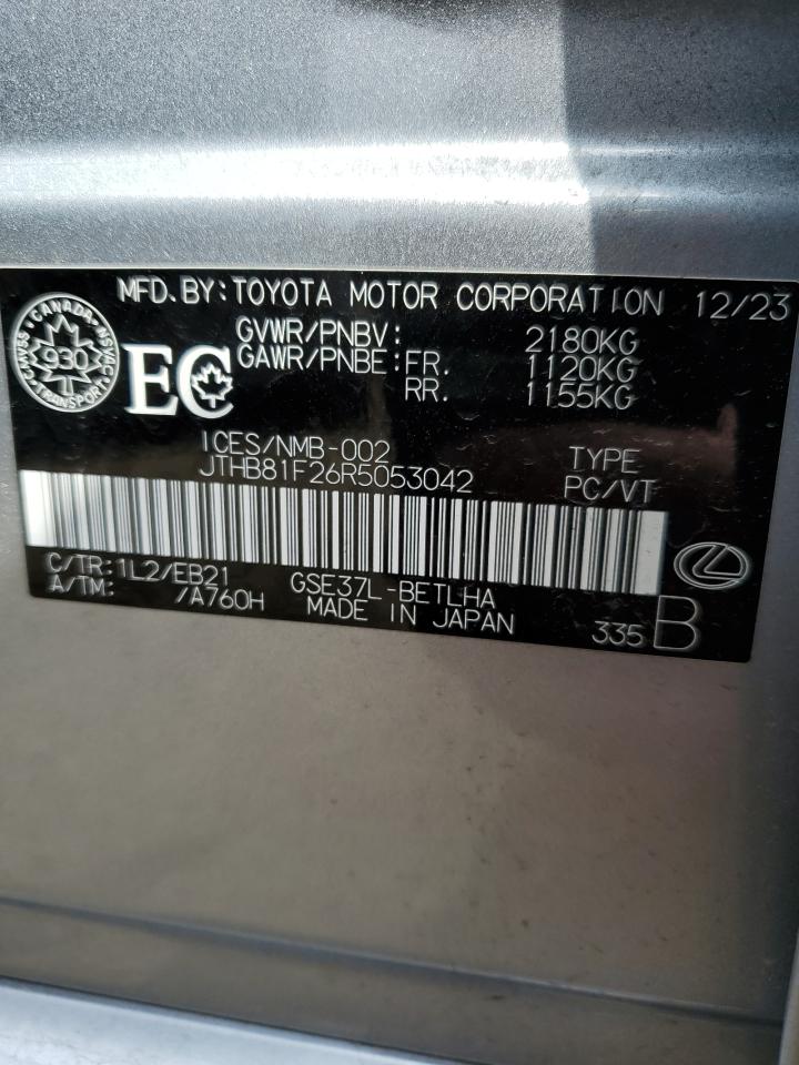 2024 Lexus Is 300 VIN: JTHB81F26R5053042 Lot: 60599604