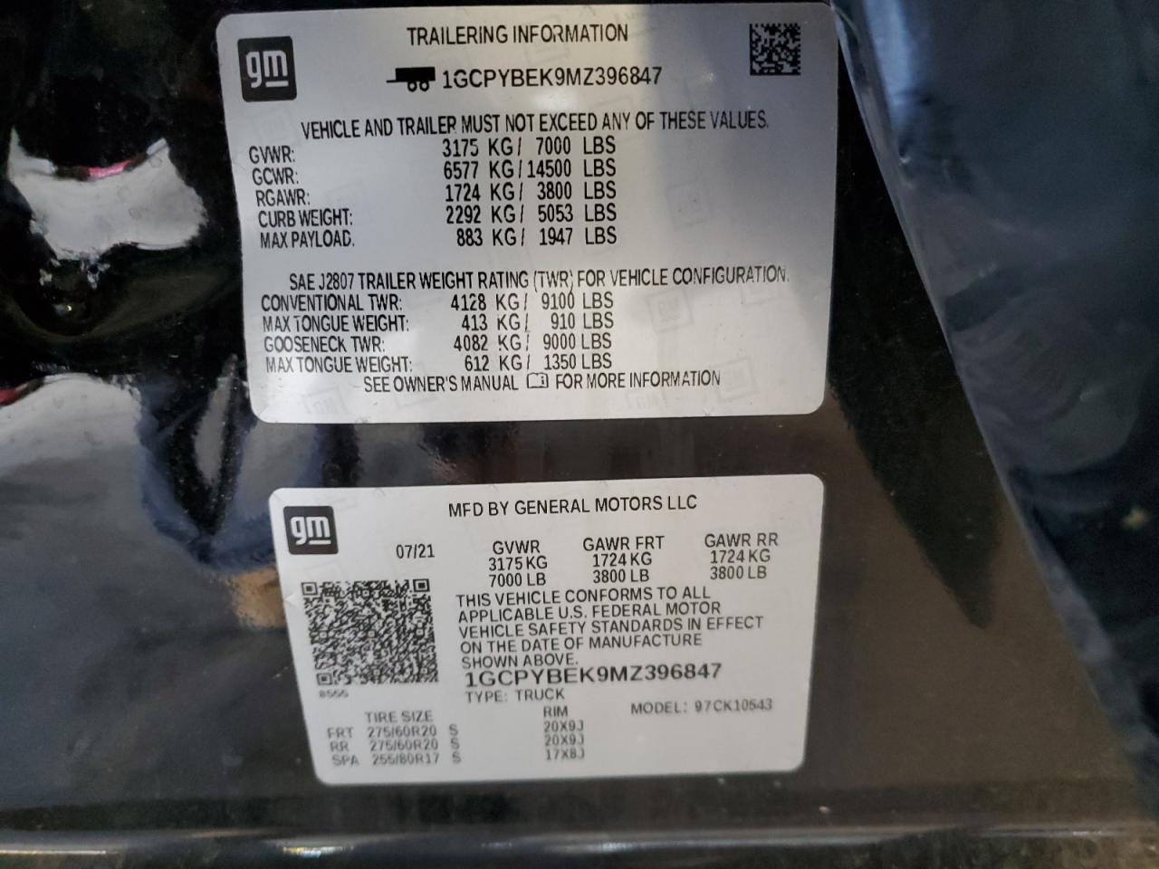 2021 Chevrolet Silverado K1500 Custom VIN: 1GCPYBEK9MZ396847 Lot: 64098464