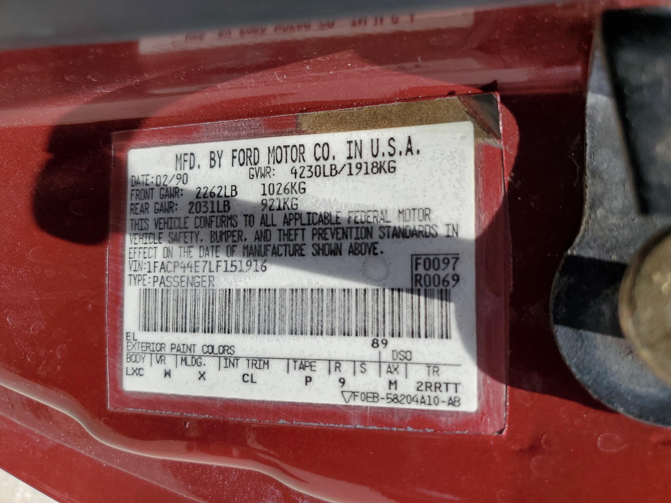 1FACP44E7LF151916 1990 Ford Mustang Lx