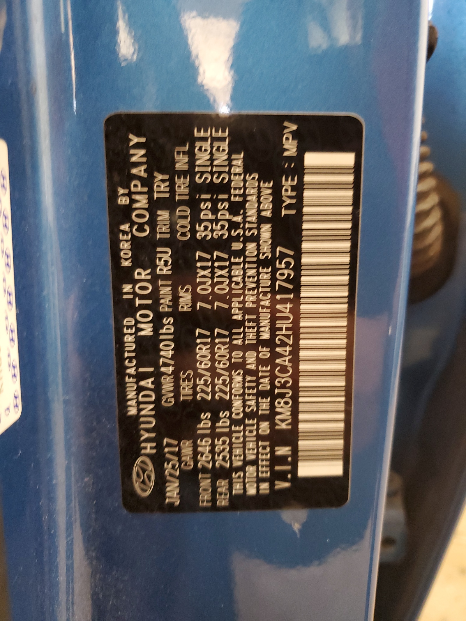 KM8J3CA42HU417957 2017 Hyundai Tucson Limited