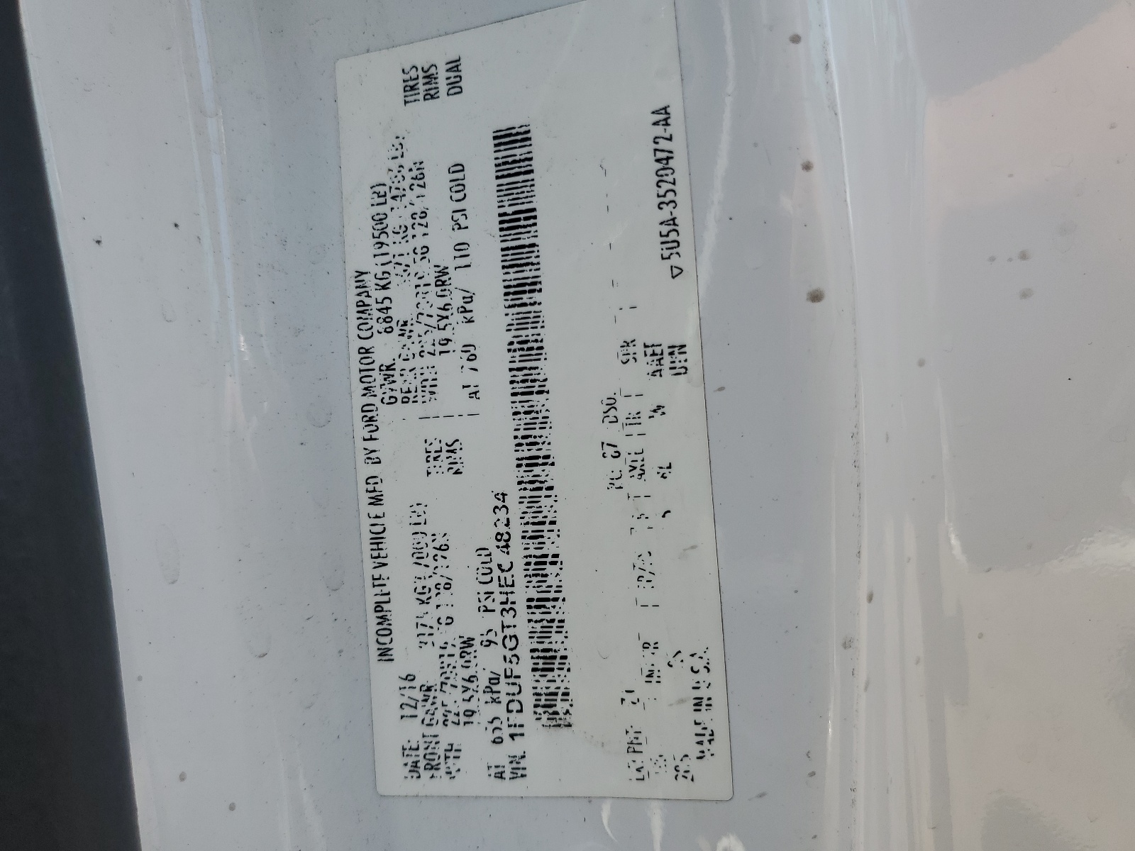 1FDUF5GT3HEC48234 2017 Ford F550 Super Duty