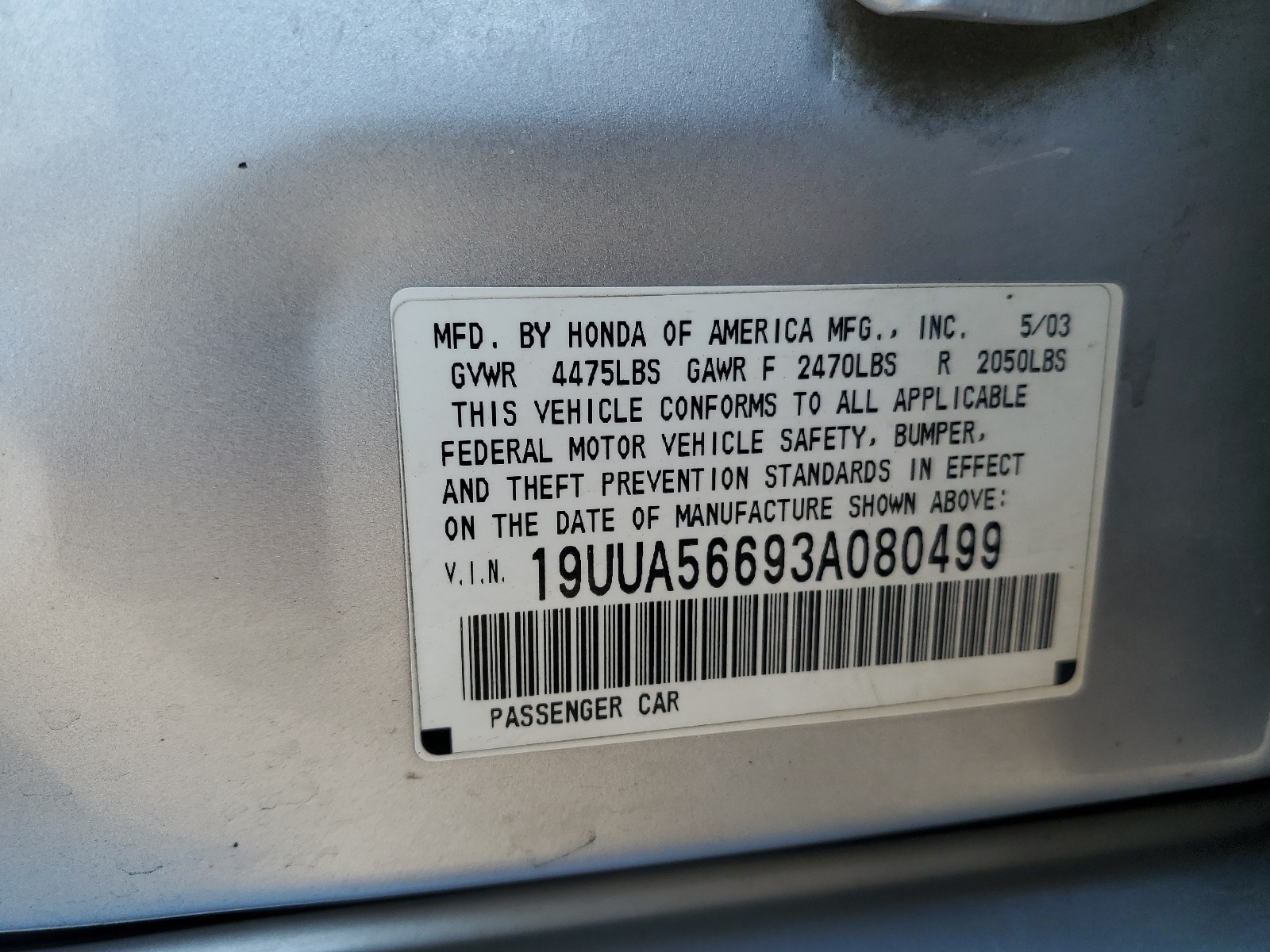 19UUA56693A080499 2003 Acura 3.2Tl