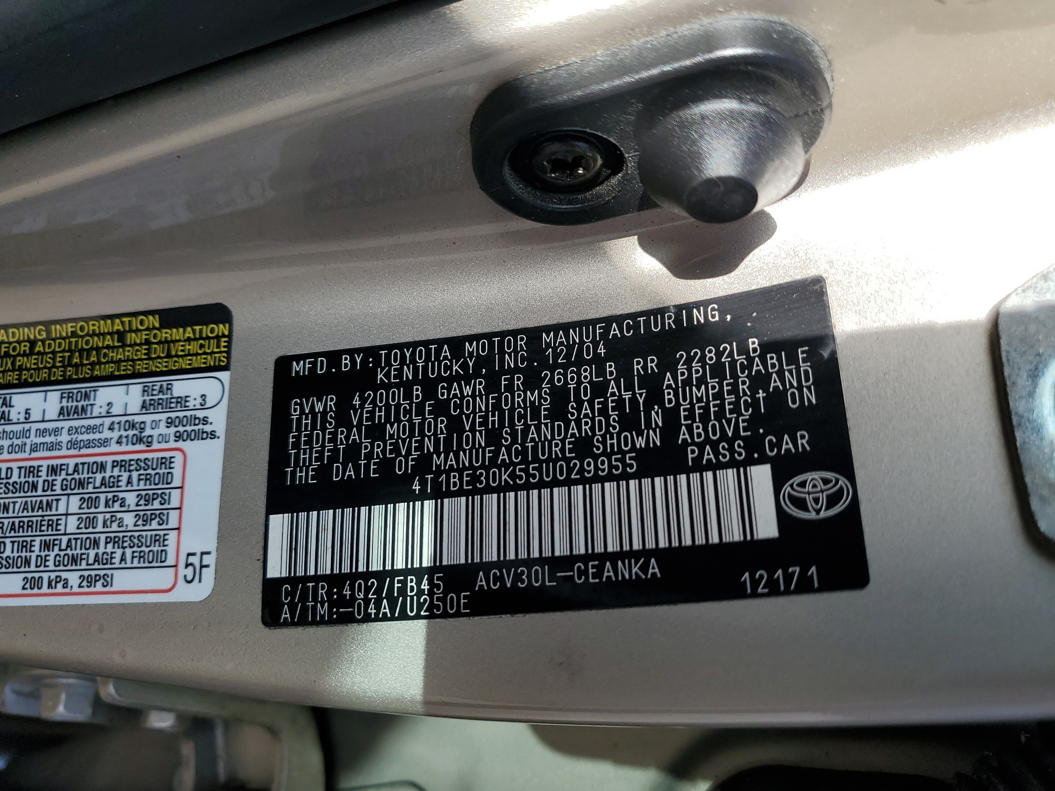 4T1BE30K55U029955 2005 Toyota Camry Le