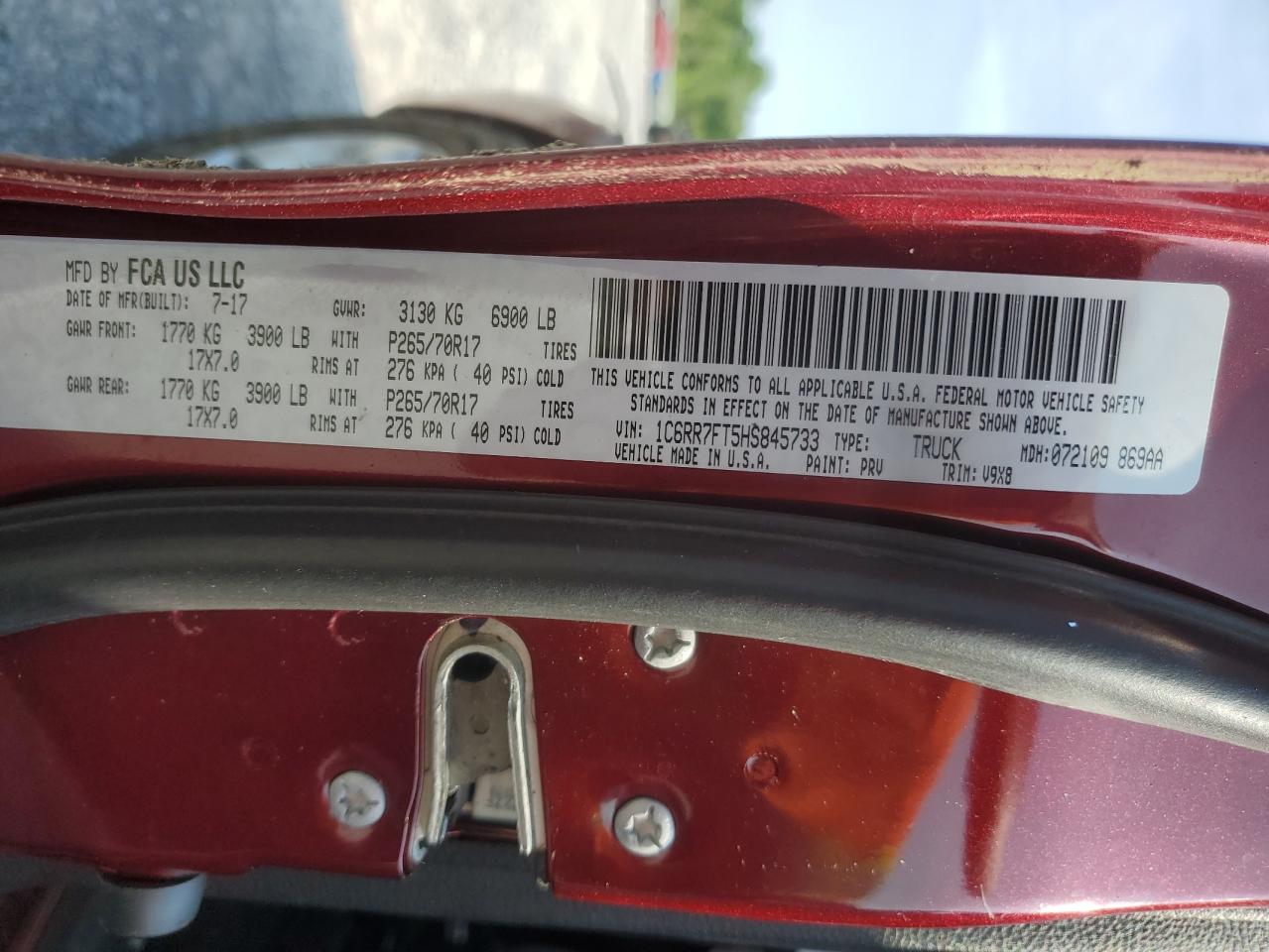 2017 Ram 1500 St VIN: 1C6RR7FT5HS845733 Lot: 63594604