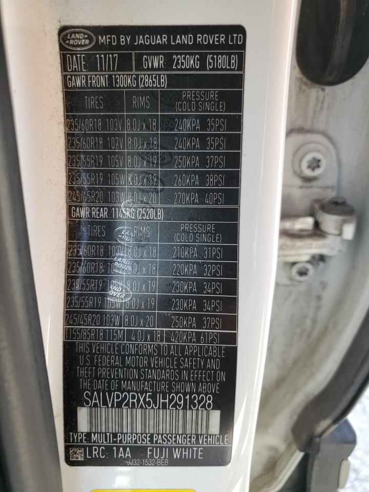 2018 Land Rover Range Rover Evoque Se VIN: SALVP2RX5JH291328 Lot: 63772874