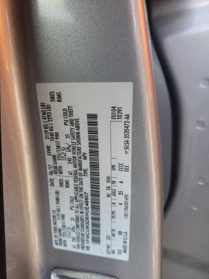 2017 Ford Escape Se VIN: 1FMCU9GD6HUE48807 Lot: 64308404