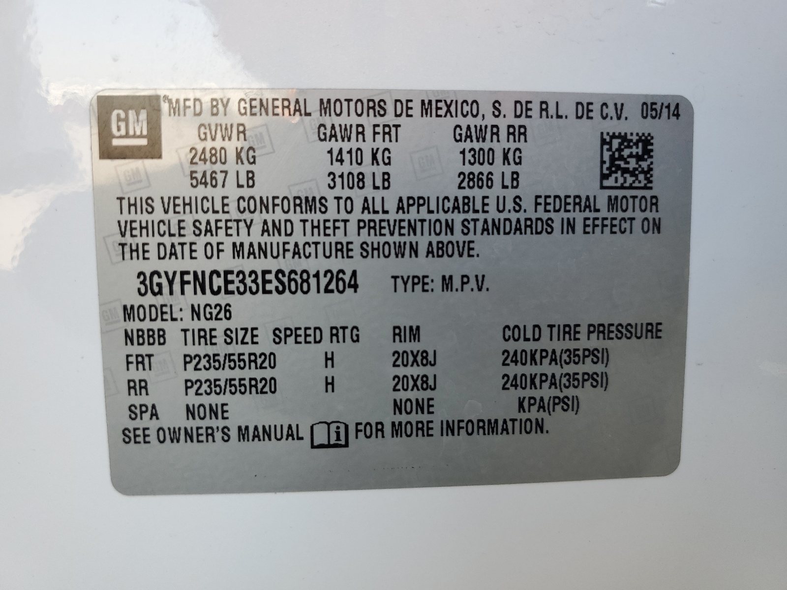 3GYFNCE33ES681264 2014 Cadillac Srx Performance Collection