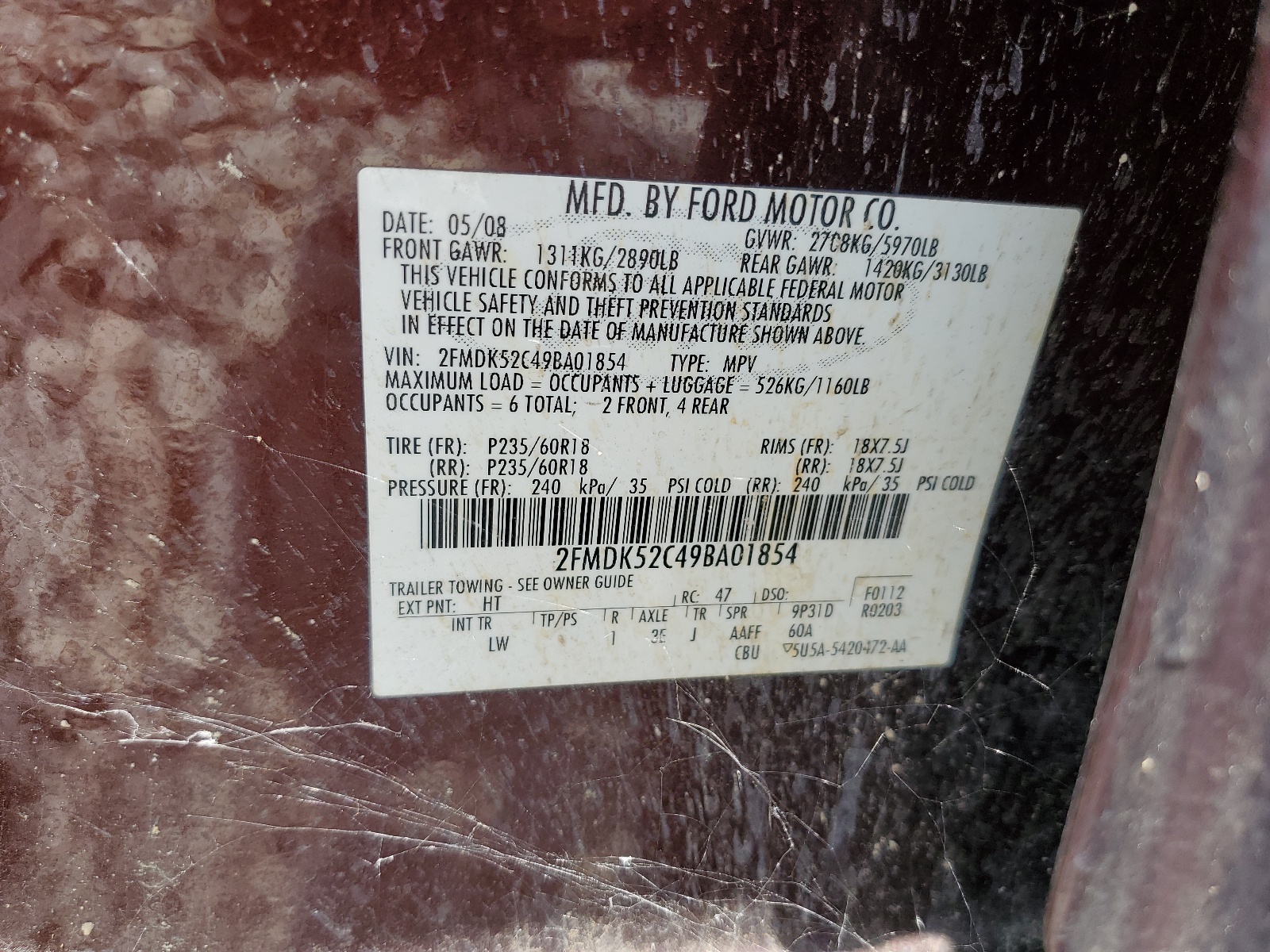 2FMDK52C49BA01854 2009 Ford Flex Sel