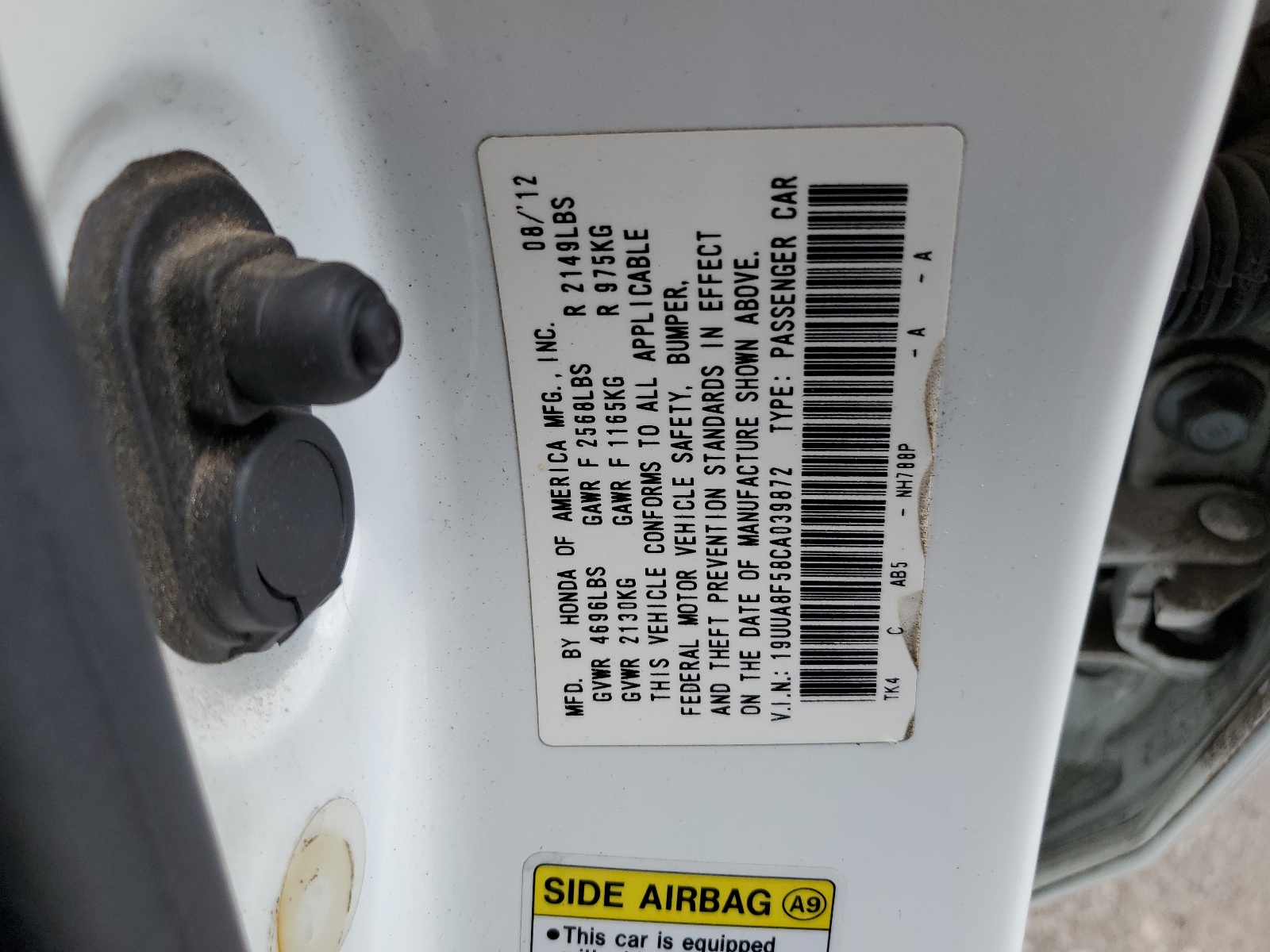 19UUA8F58CA039872 2012 Acura Tl