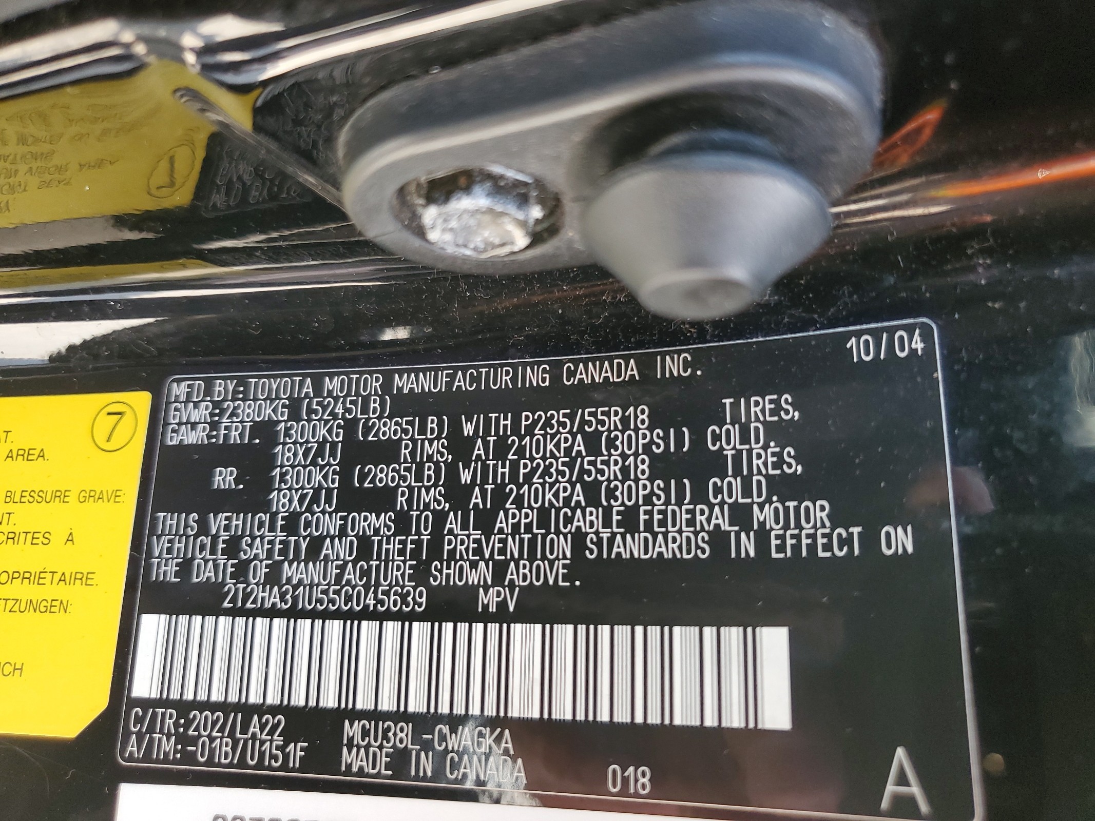 2T2HA31U55C045639 2005 Lexus Rx 330