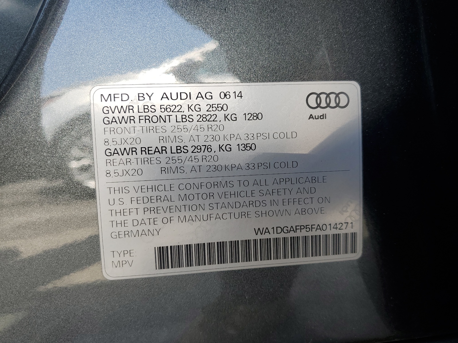 WA1DGAFP5FA014271 2015 Audi Q5 Premium Plus