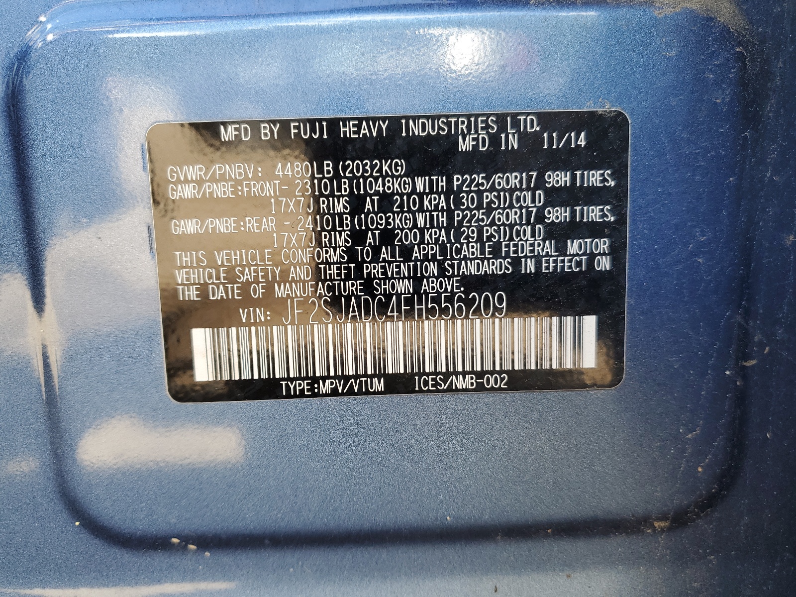 JF2SJADC4FH556209 2015 Subaru Forester 2.5I Premium