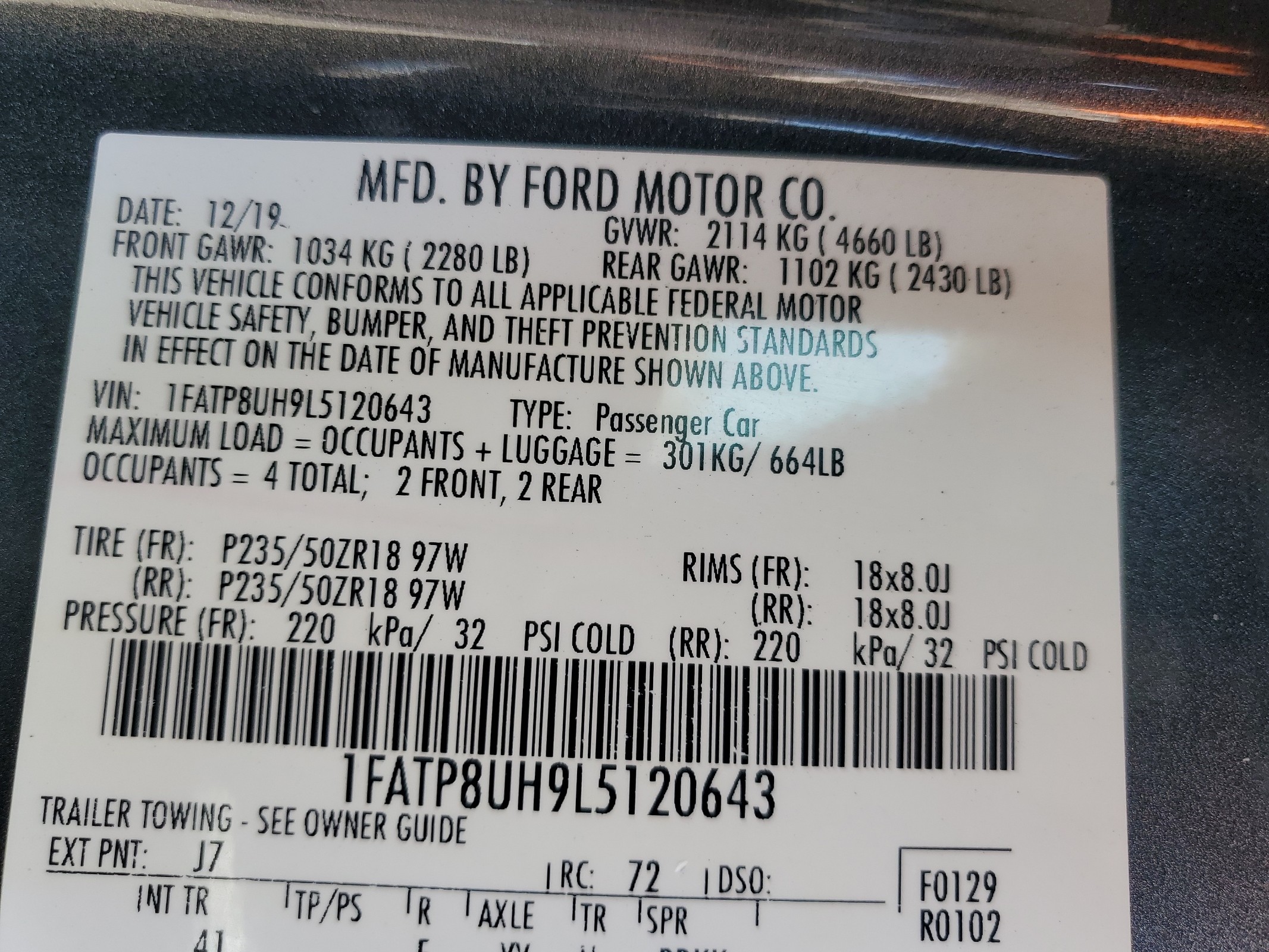 1FATP8UH9L5120643 2020 Ford Mustang