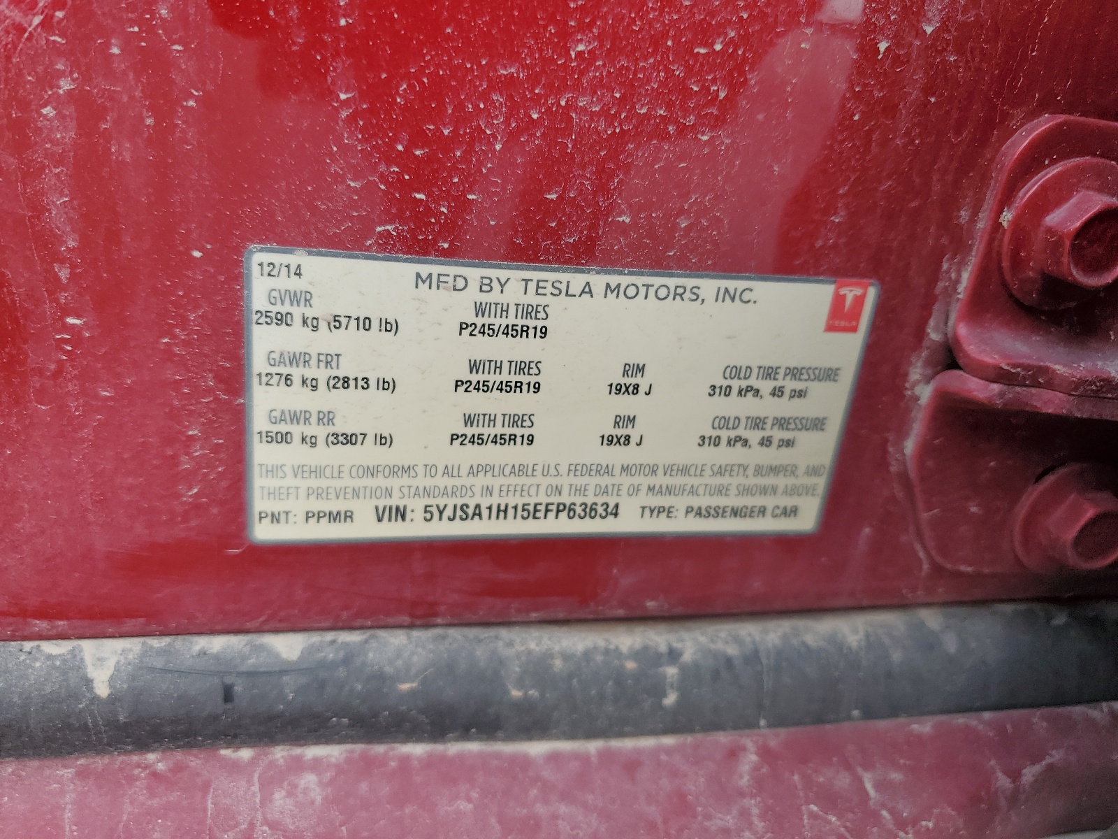 5YJSA1H15EFP63634 2014 Tesla Model S