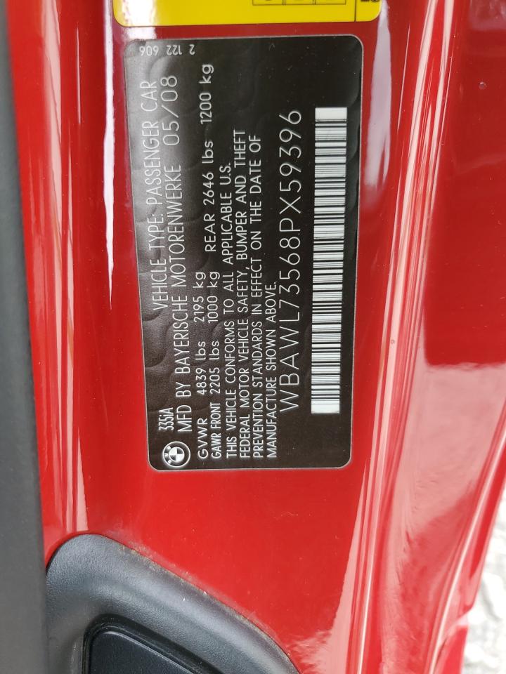 2008 BMW 335 I VIN: WBAWL73568PX59396 Lot: 62588884