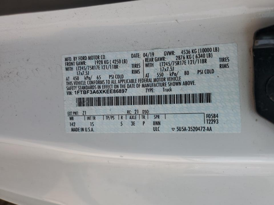 1FTBF3A6XKEE86897 2019 Ford F350 Super Duty