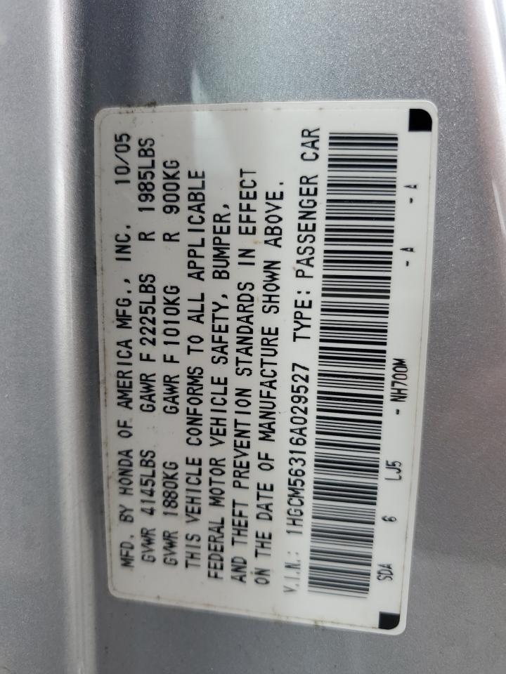 1HGCM56316A029527 2006 Honda Accord Se