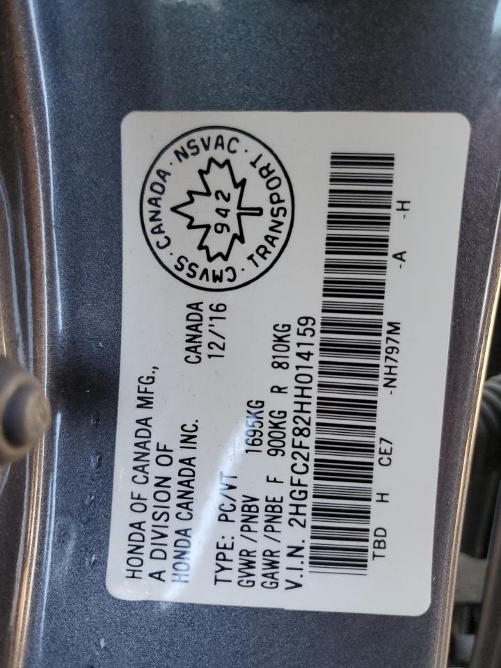 2HGFC2F82HH014159 2017 Honda Civic Ex